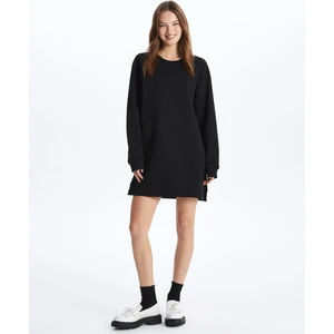 Chicago - Bisiklet Yaka Basic Rahat Kalıp Uzun Kollu Baskısız Penye Sweatshirt Elbise