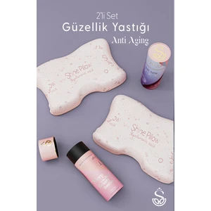 Shine Pillow - 2'li Güzellik Yastığı Ortopedik Yaşlılık Karşıtı Patentli Visco Hyaluronic Acid içerikli Kılıflı