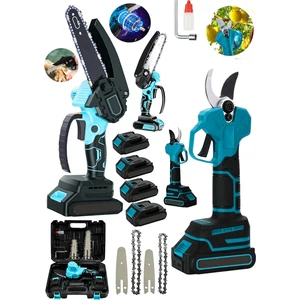 2'li Set 9020PR 4x Akülü Zincirli Dal Ağaç Kesme Bahçe Budama Makası Bakır Seri