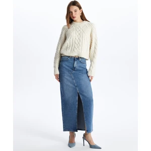 Lyon - Yırtmaçlı Uzun Denim Etek - EW3103