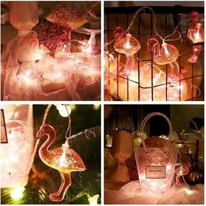 Kick Shop Buffer® 10LU Pilli LED Flamingo Dekoratif Işık Zinciri Aydınlatma 1,5 mt