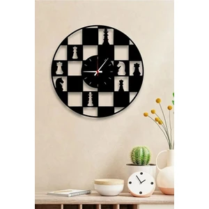 Ensa Design Satranç Desenli Ahşap Duvar Saati 40X40CM