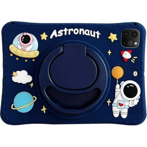 Apple iPad Pro 11 3. Nesil (2021) Standlı ve Boyun Askılı Astronot Figürlü Çocuk Tablet Kılıf  A2301 A2459 A2230