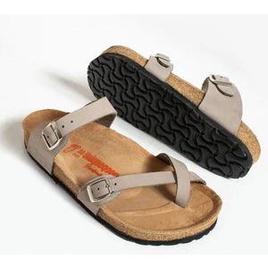 Lisbon Deri Mantar Taban Ortopedik Kadın Terlik