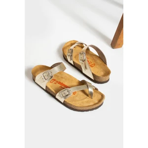 Lisbon Deri Mantar Taban Ortopedik Kadın Terlik