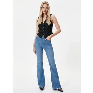 Yüksek Bel Dar Paça Slim Fit Indigo Kadın Denim Pantolon 4SAL40306MD