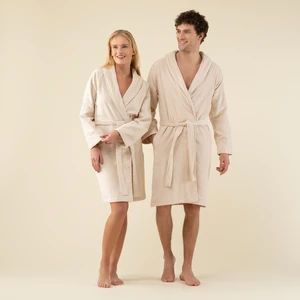 Solid Unisex Bornoz Ekru