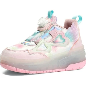 Kızların Tekerlekli Patenleri, Hafif Çocuk Ayakkabıları, Işıklı Deri Yüzey, Ilkokullu Kız Deforme Olmuş Tekerlekli Ayakkabılar (Yurt Dışından)