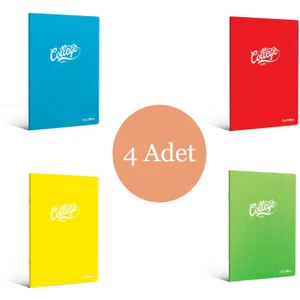 College A5 60 Yaprak Plastik Kapak Dikişli Defter Çizgili 4 Adet