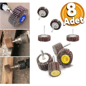 Mini Gravür Makinaları Için  Mop Flap Disk Zımpara Seti 8li 3mm Sap Çoklu Yaprak Zımpara Takımı