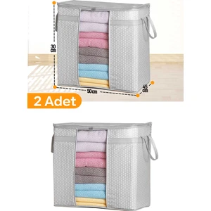 Pencereli Saklama Çantası 50 x 45 x 30 cm - Gri Benekli