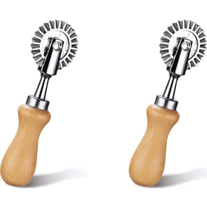 2x Pasta Tekerleği Kesici - Makarna Kesici Tekerlek - Mutfak Makarna Aksesuarları Için Mantı Crimper Kesici Tekerlek Hamur Kesici (Yurt Dışından)