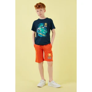 Pamuklu Regular Fit Bisiklet Yaka Şortlu Alt-Üst Takım Erkek Çocuk Takım 6212019