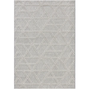 Koza Halı Alba Gri Krem Geometrik Çizgili Tozumaz Salon Koridor Balkon Teras Bahçe Oturma Odası Halısı 19241A