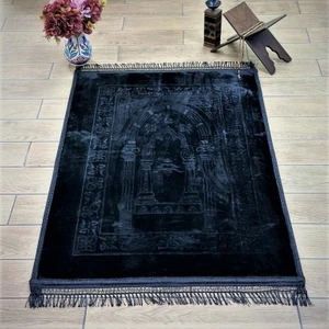 Soft Yumuşak Kadife Peluş Seccade Koyu Kahve 70 x 110 cm - 750 gr