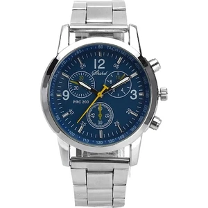 Erkek Yuvarlak Alaşım Band Analog Ekran Kuvars Kol Saati Blue (Yurt Dışından)