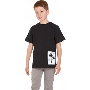 Bisiklet Yaka Kısa Kol Palmiye Baskılı Siyah Renk Erkek Çocuk Tshirt