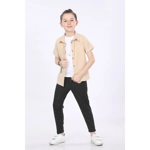 Erkek Çocuk Gömlek-T-Shirt ve Pantolon 3 Lü Takım VF24KMR5101314