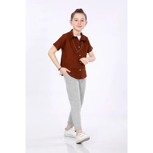 Erkek Çocuk Gömlek-T-Shirt ve Pantolon 3 Lü Takım VF24KMR5101314