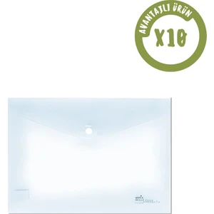 Çıtçıtlı Şeffaf Zarf Dosya Mavi Renk A4 10'lu Set
