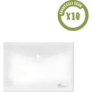 Çıtçıtlı Şeffaf Zarf Dosya A4 10'lu Set