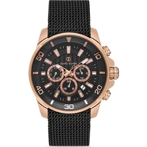 David Guner Multifonksiyonlu Rose Kaplamalı Siyah Kordonlu Erkek Kol Saati