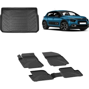 Citroen C3 2016 ve Sonrası Sahler 4.5 D Paspas ve  Rizline Bagaj Havuzu Siyah