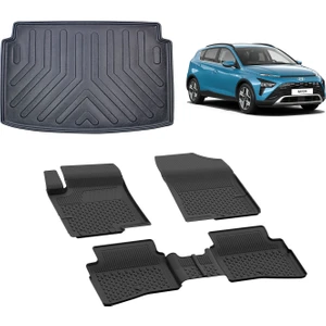 Hyundai Bayon 2021+ 4.5 D Sahler Paspas ve Rizline 3D Bagaj  Havuzu Siyah