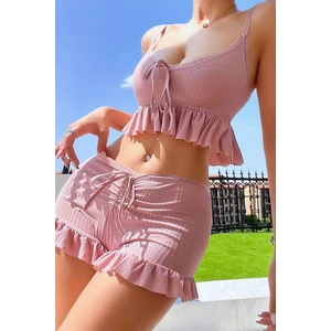 Merry See Özel Örme Kumaş Askılı Şortlu Pijama Takımı