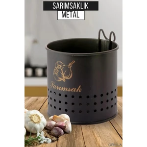 Metal Lüx Asılabilir Siyah Sarımsaklık Kovası | Çeyizlik