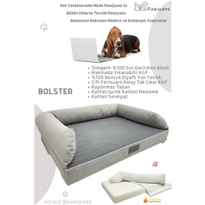 Bolster Üst Kalite Köpek Yatağı 6,5-10CM Süngerli Sıvı Geçirmez Alezli. %100 Elyaflı. 2 Fermuarlı