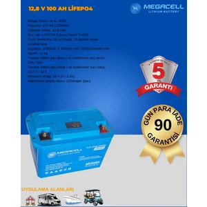 12 V 100 A Amber Abs  Kasa Lifepo4 Akü