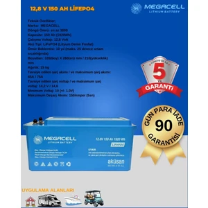 Lifepo4 12.8V 150AH Karavan/marin Abs Lityum Demir Fosfat Akü
