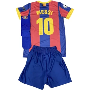 Bite Nose Messi Barcelona Çoraplı Bordo Mavi Çocuk Nostalji Halı Saha Forma