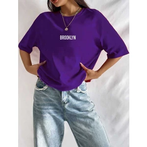 Brooklyn Baskılı  Bisiklet Yaka T-Shirt