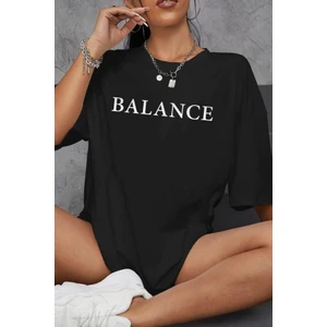 Siyah Balance Baskılı T-Shirt