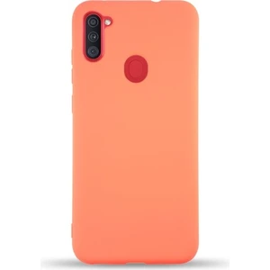 Caseart Samsung Galaxy M11 Kapak Içi Kadife Lansman Silikon Kılıf - Turuncu