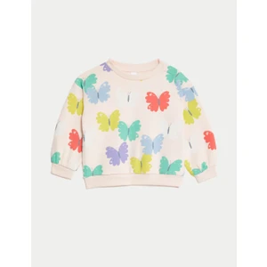 Marks & Spencer Kelebek Desenli Yuvarlak Yaka Sweatshirt