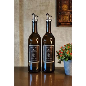 Amber 2'li 750 ml Zeytinyağı Şişesi Yağdanlık Yağlık 750-SZ-SZ