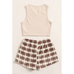 Merry See Altı Peluş Polar Üstü Örme Kolsuz Pijama Takımı