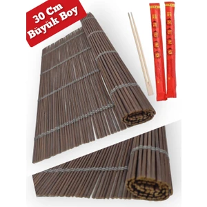 Büyük Orijinal Bambu Sushi Matı Sushı Sarma Hasırı Suşi Matı 30 x 40 cm 2 Çift Chopstick