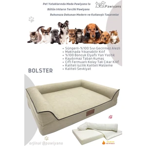 Bolster Üst Kalite Köpek Yatağı 6,5 ve 10 cm Süngerli Kılıflı Sıvı Geçirmez Alezli