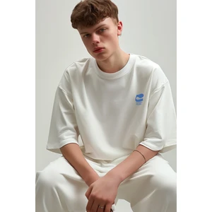 Toxic People Oversize T-Shirt Erkek - Ekru