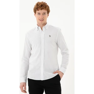 U.S. Polo Assn. Erkek Baskılı Beyaz Gömlek 50288673-VR013