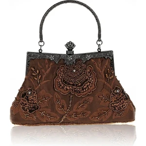 Qiuming Shop Stili Temizle 2022 Yeni Vintage 7 Renk Zarif Batı Akşam Çanta Taşınabilir Moda Akşam Parti Çanta Metal-Çıtçıt Kadın Çanta WY26 (Yurt Dışından)