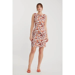 Sıfır Kol Sonbahar Desenli Elbise