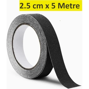 2.5 cm x 5 Metre Merdiven Zemin Kaydırmaz Bant, Yapışkanlı Kaymaz Bant Siyah