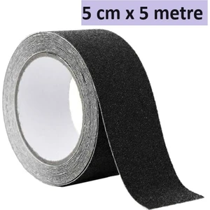 5 cm x 5 Metre Merdiven, Zemin, Rampa Için Kaydırmaz Bant, Yapışkanlı Kaymaz Bant Siyah