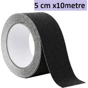 5 cm x 10 Metre Merdiven, Zemin, Rampa Için Kaydırmaz Bant, Yapışkanlı Kaymaz Bant Siyah