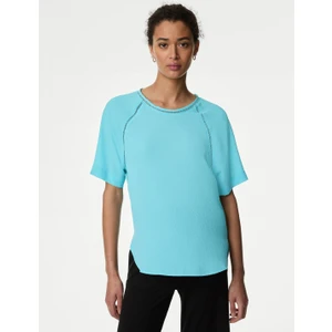 Marks & Spencer Dantel Detaylı Kısa Kollu Bluz